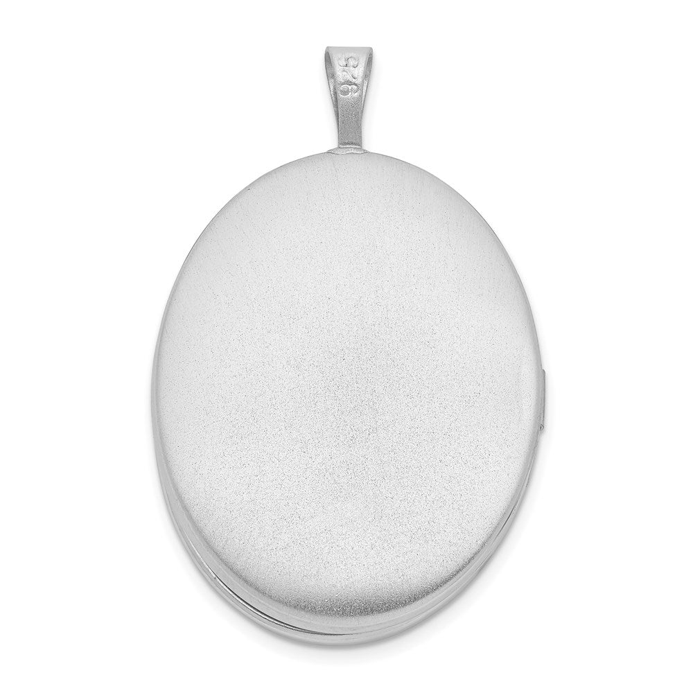 Sterling Silver Rhodium-plated Oval Tree 26mm Locket QLS922