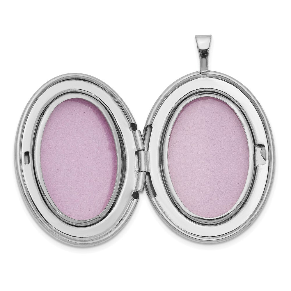 Sterling Silver Rhodium-plated Oval Tree 26mm Locket QLS922