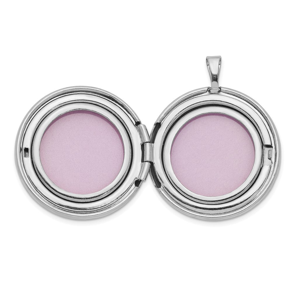 Sterling Silver Rhodium-plated Tree Design Round Locket QLS923