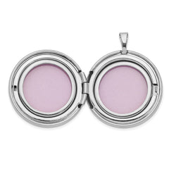 Sterling Silver Rhodium-plated Tree Design Round Locket QLS923