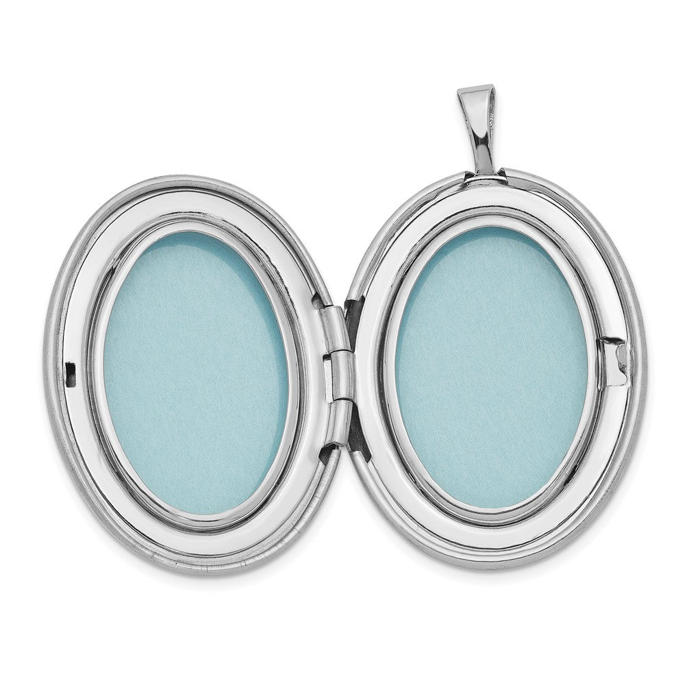 Sterling Silver RH 26mm Satin / Polished Enameled Flower D/C Oval Locket QLS927