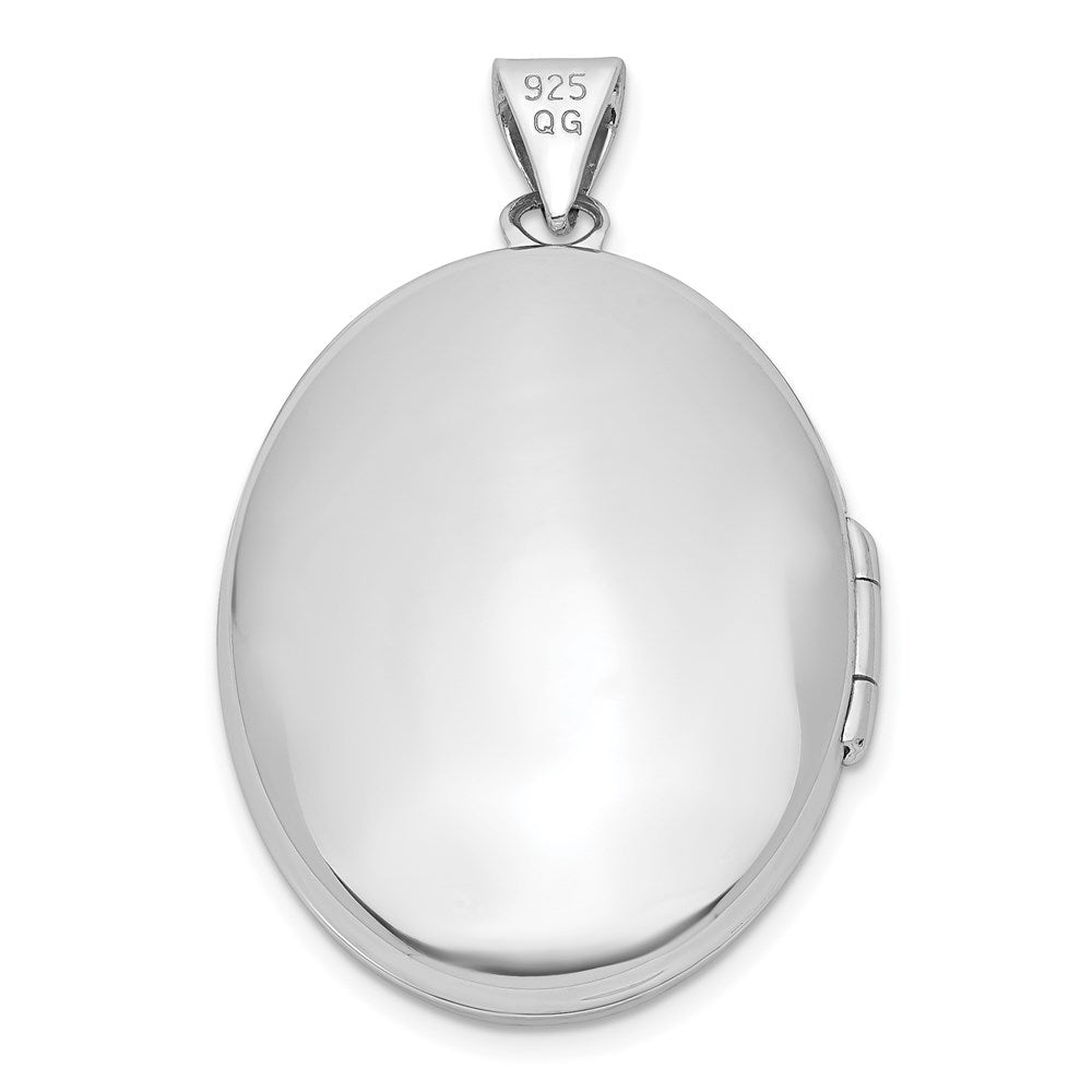 Sterling Silver Rhodium-plated Oval 23mm Locket QLS928