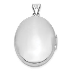 Sterling Silver Rhodium-plated Oval 23mm Locket QLS928