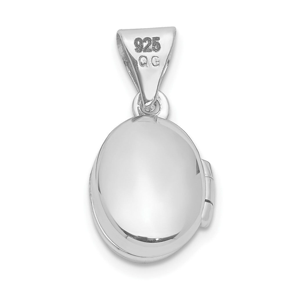Sterling Silver Rhodium-plated 12mm Oval Locket QLS929