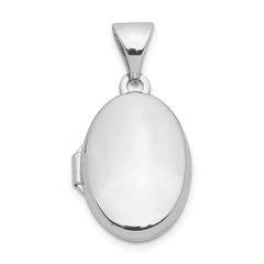 Sterling Silver Rhodium-plated 14mm Domed Oval Locket QLS930