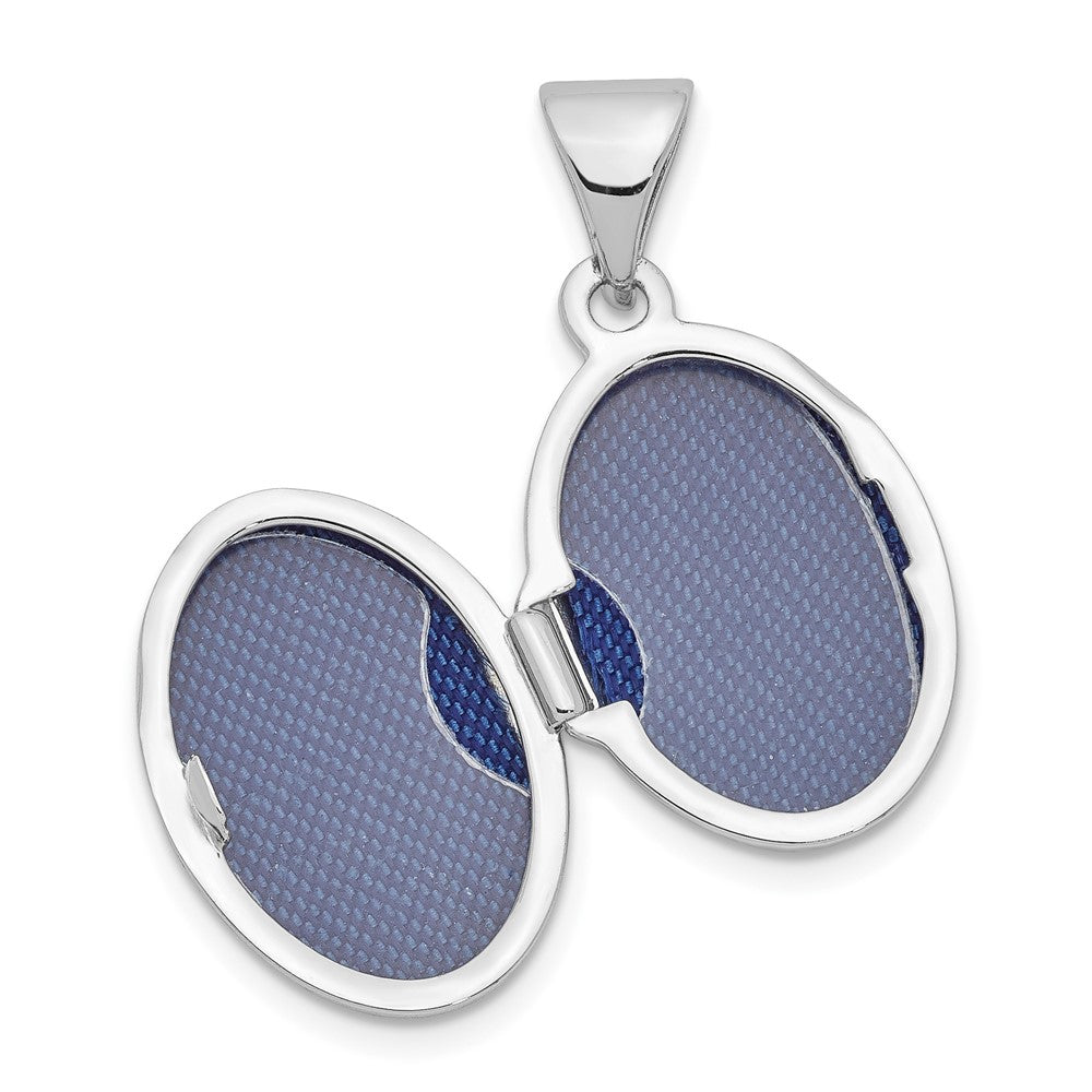 Sterling Silver Rhodium-plated 14mm Domed Oval Locket QLS930