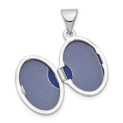 Sterling Silver Rhodium-plated 14mm Domed Oval Locket QLS930