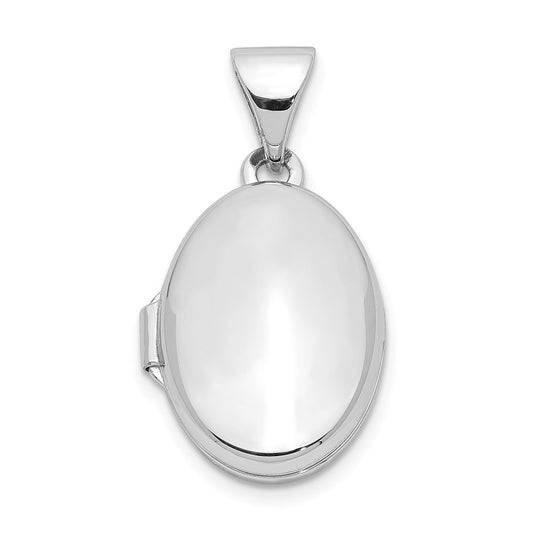 Sterling Silver Rhodium-plated 14mm Domed Oval Locket QLS930