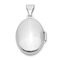 Sterling Silver Rhodium-plated Polished 17mm Domed Oval Locket QLS931