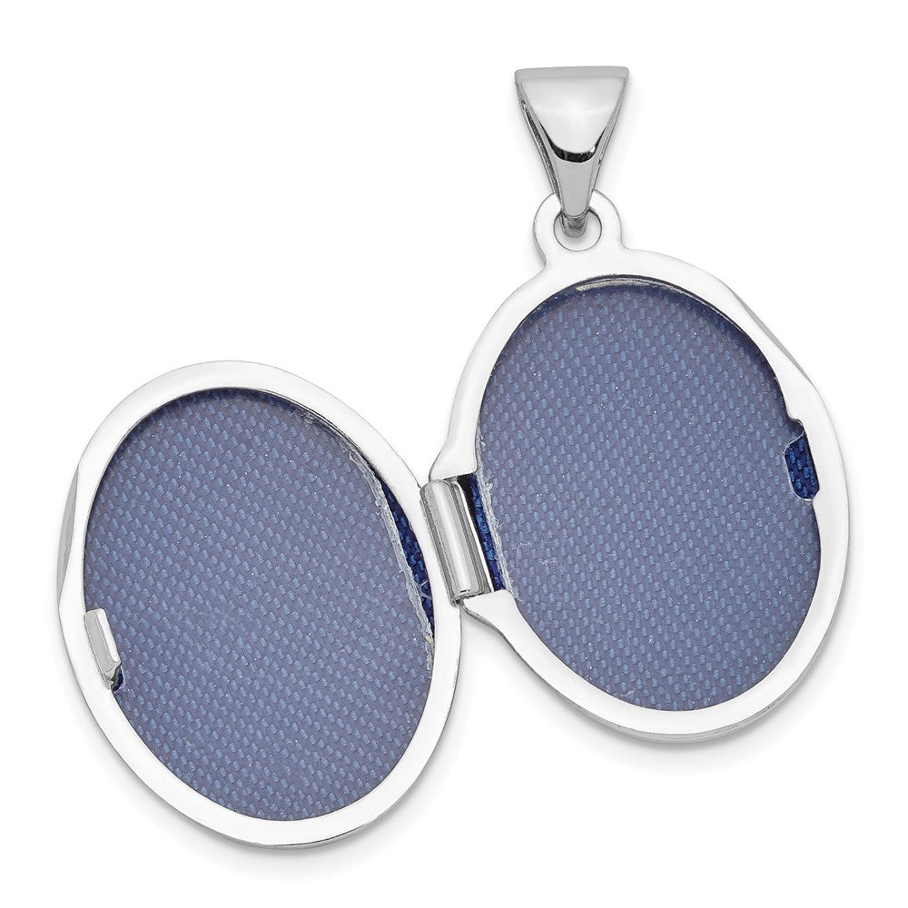 Sterling Silver Rhodium-plated Polished 17mm Domed Oval Locket QLS931