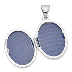 Sterling Silver Rhodium-plated Polished 17mm Domed Oval Locket QLS931