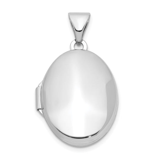 Sterling Silver Rhodium-plated Polished 17mm Domed Oval Locket QLS931