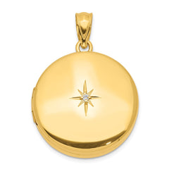 Sterling Silver 20mm Gold-plated Polished Diamond Accent Round Locket QLS939