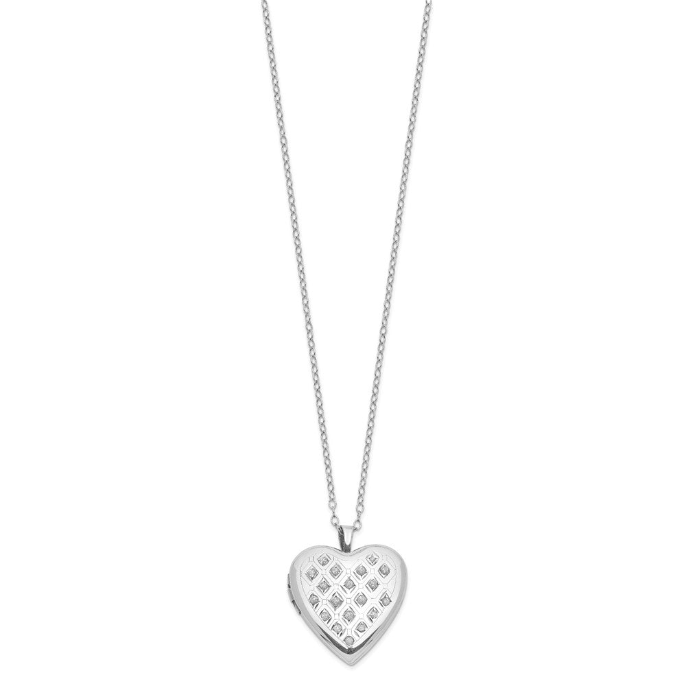 Diamond Fascination Diamond Mystique Sterling Silver Platinum-plated Diamond Heart Locket QLS945