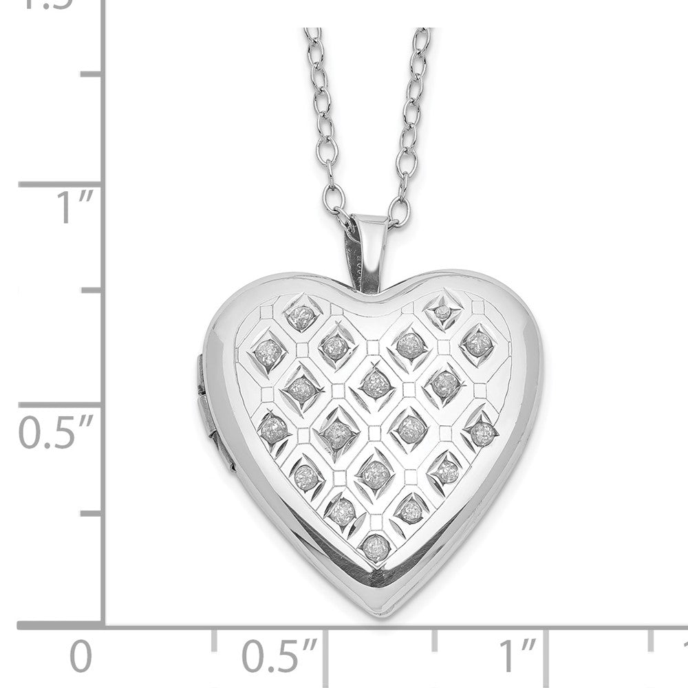 Diamond Fascination Diamond Mystique Sterling Silver Platinum-plated Diamond Heart Locket QLS945