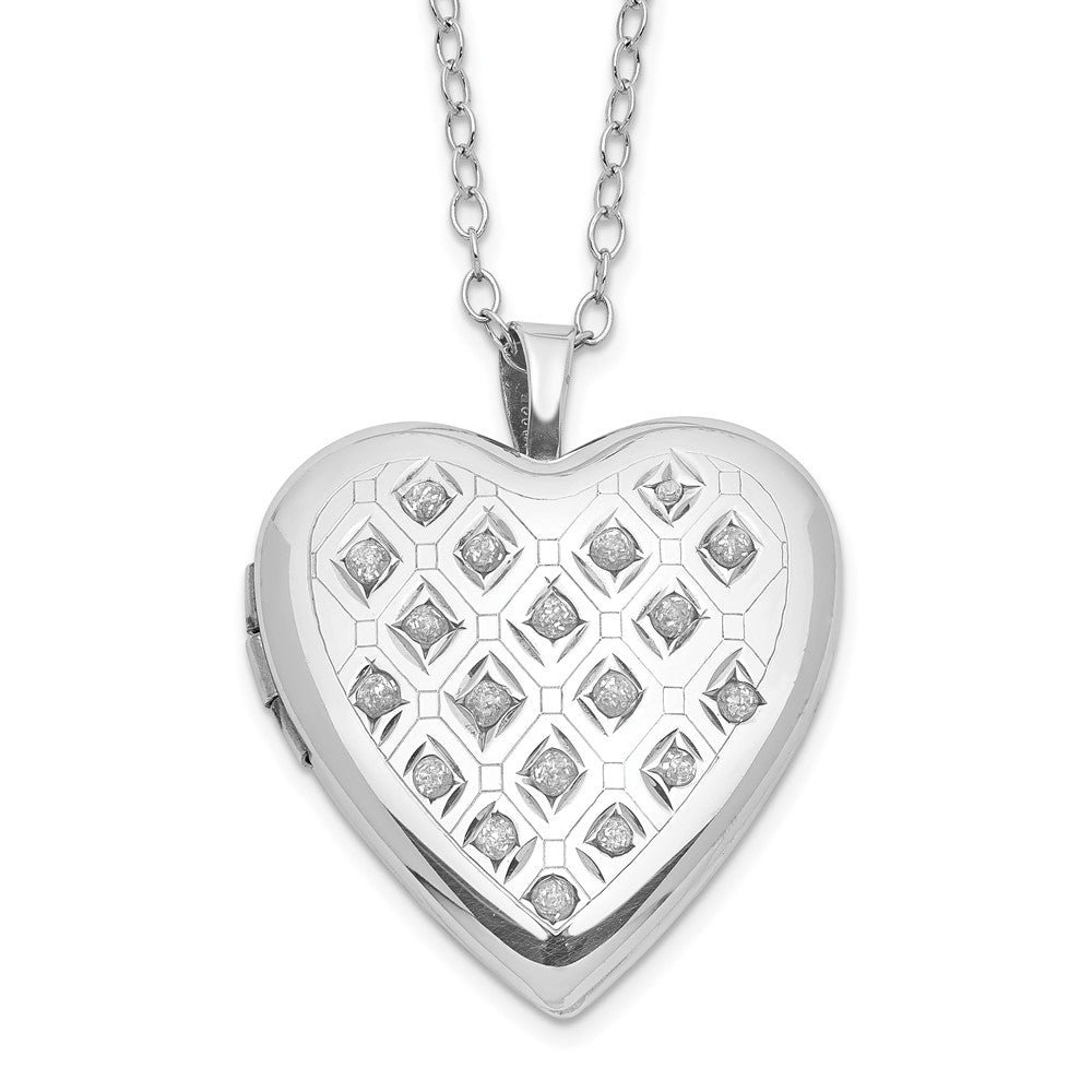 Diamond Fascination Diamond Mystique Sterling Silver Platinum-plated Diamond Heart Locket QLS945