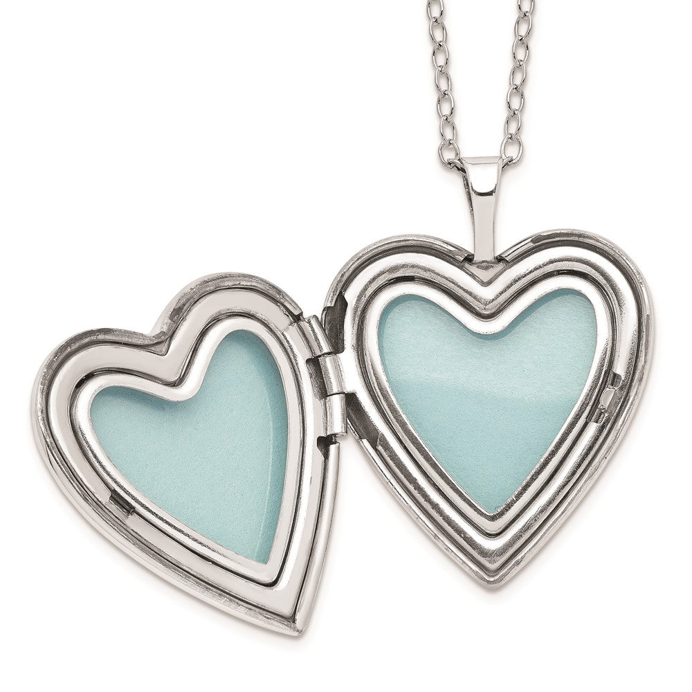 Diamond Fascination Diamond Mystique Sterling Silver Platinum-plated Diamond Double Heart Locket 18 Inch Necklace QLS946