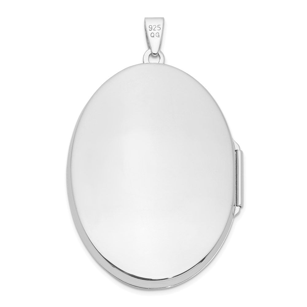 Sterling Silver Rhodium-plated 38mm Scroll Oval Locket QLS965