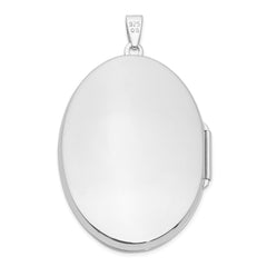 Sterling Silver Rhodium-plated 38mm Scroll Oval Locket QLS965