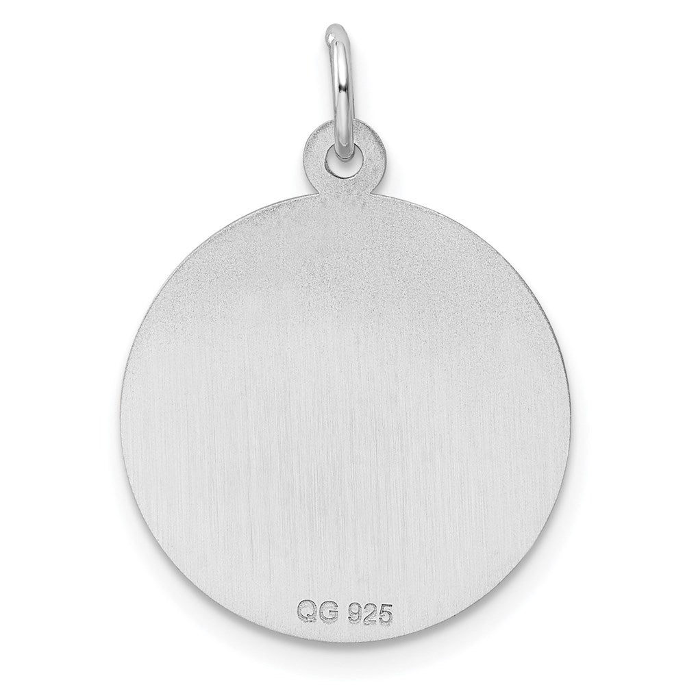 Sterling Silver Rhodium-plated Engraveable Boy Disc Charm QM311