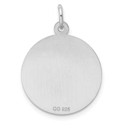 Sterling Silver Rhodium-plated Engraveable Boy Disc Charm QM311