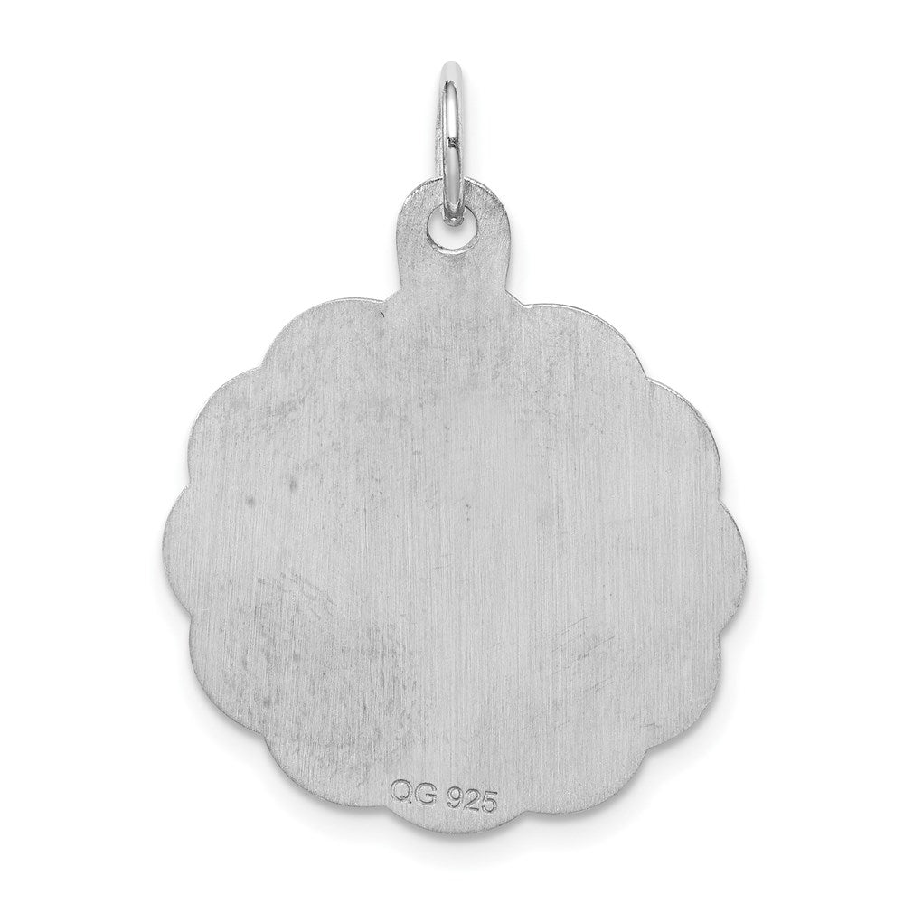 Sterling Silver Rhodium-plated Engraveable Boy Disc Charm QM319