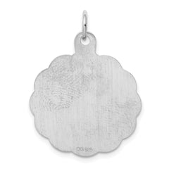 Sterling Silver Rhodium-plated Engraveable Girl Disc Charm QM320