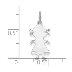 Sterling Silver Rh-plt Engraveable Girl Polished Front/Back Disc Charm QM328