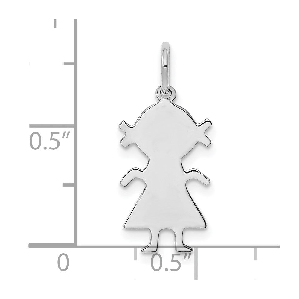 Sterling Silver Rhod-plated Eng. Girl Polished Front/Back Disc Charm QM330