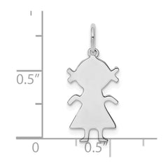 Sterling Silver Rhod-plated Eng. Girl Polished Front/Satin Back Disc Charm QM330