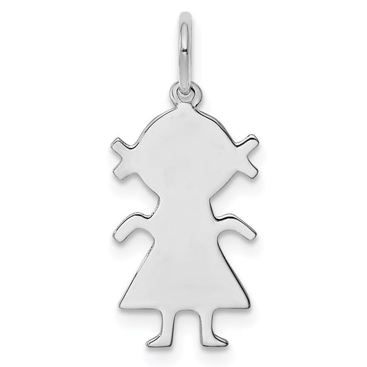 Sterling Silver Rhod-plated Eng. Girl Polished Front/Satin Back Disc Charm QM330