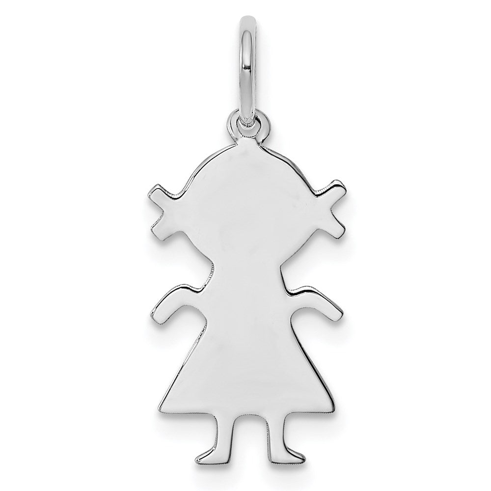 Sterling Silver Rhod-plated Eng. Girl Polished Front/Back Disc Charm QM330