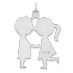 Sterling Silver Rhodium-plated Engraveable Boy/Girl Disc Charm QM337