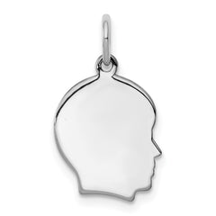 Sterling Silver Rh-plt Engraveable Boy Disc Charm Polish on Front/Back QM347