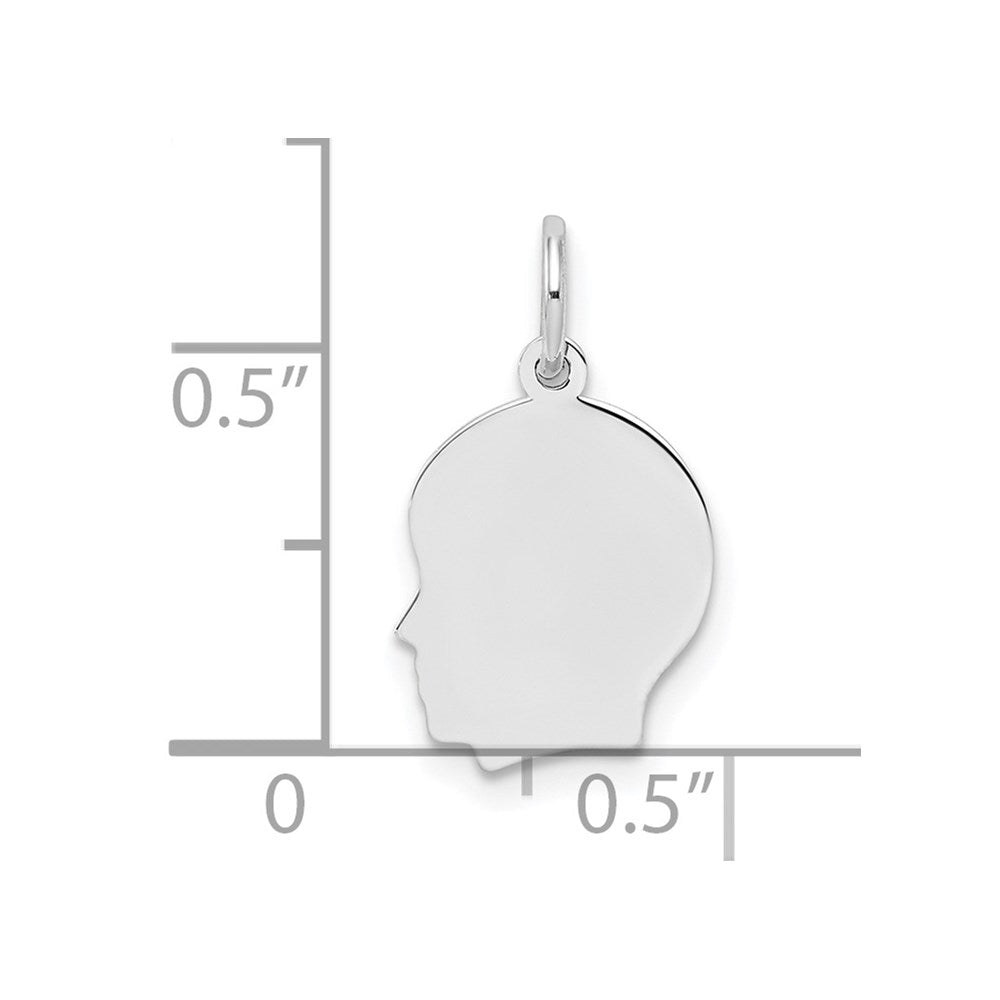 Sterling Silver Rh-plt Engraveable Boy Disc Charm Polish on Front/Back QM348