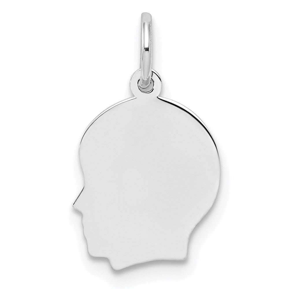 Sterling Silver Rh-plt Engraveable Boy Disc Charm Polish on Front/Back QM348