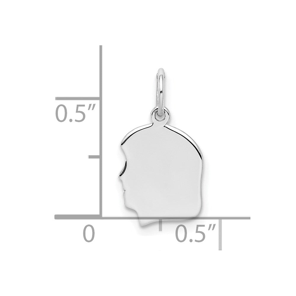 Sterl Silver Rh-plt Engraveable Girl Polished Front/Satin Back Disc Charm QM349
