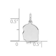 Sterling Silver Rh-plt Engraveable Girl Disc Charm Polish on Front/Back QM349