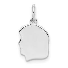 Sterling Silver Rh-plt Engraveable Girl Disc Charm Polish on Front/Back QM349