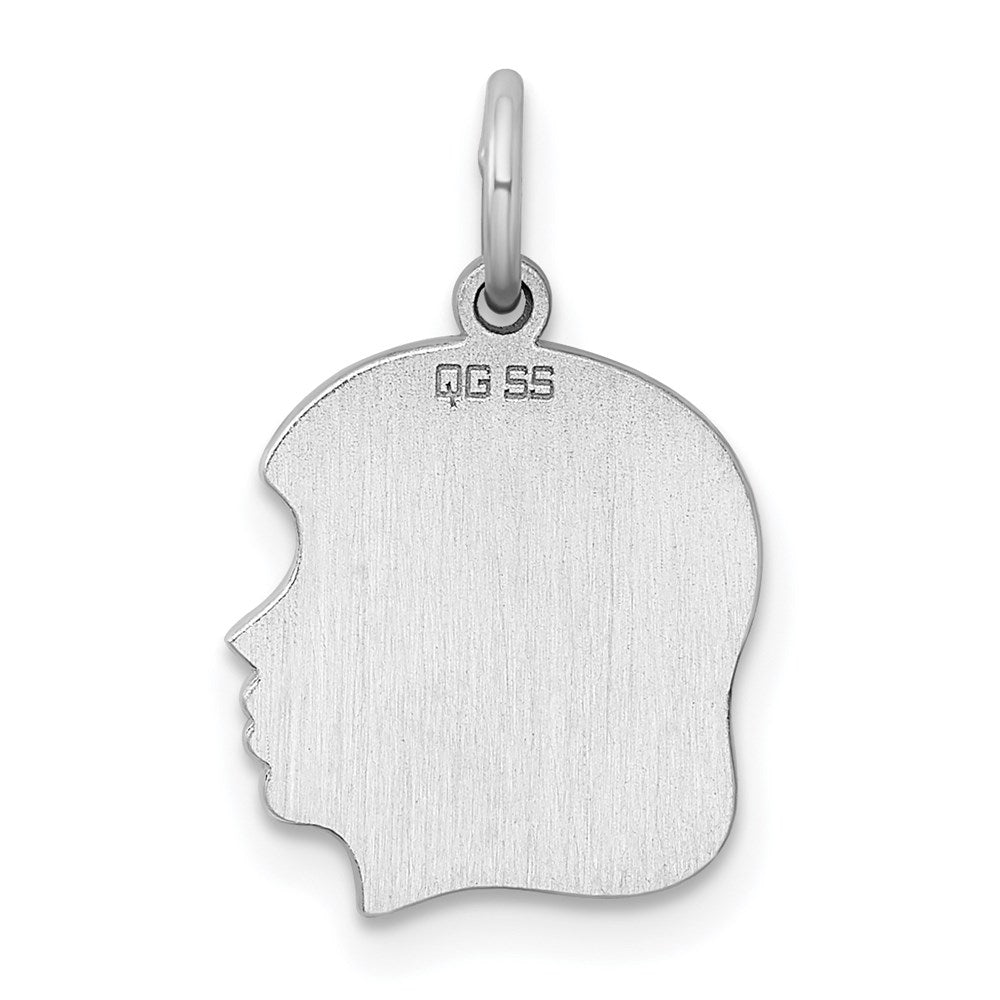Sterling Silver Rh-plt Engraveable Girl Disc Charm Polish on Front/Back QM353
