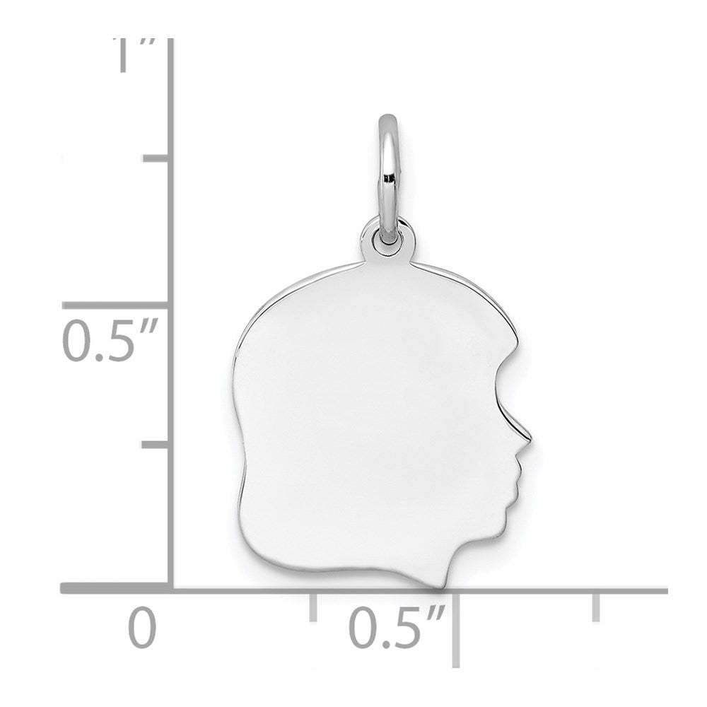 Sterling Silver Rh-plt Engraveable Girl Disc Charm Polish on Front/Back QM353
