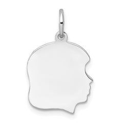 Sterling Silver Rh-plt Engraveable Girl Disc Charm Polish on Front/Back QM353