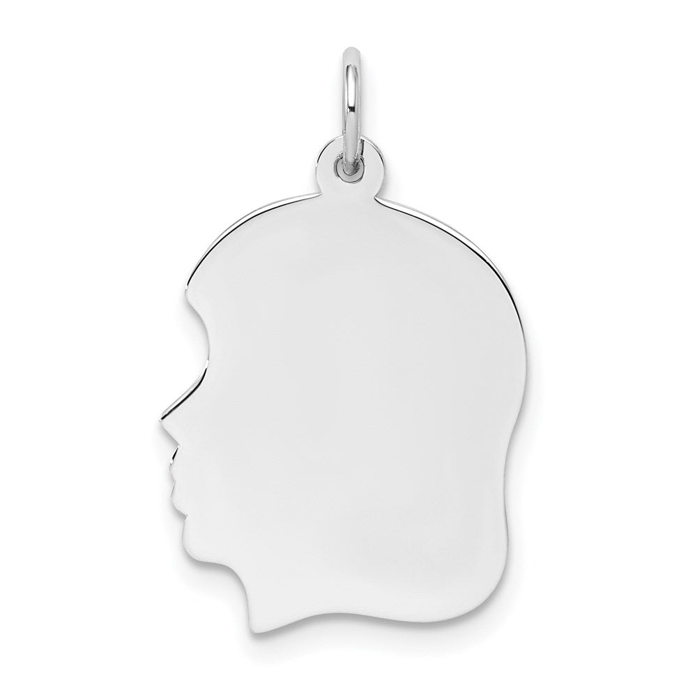 Sterling Silver Rhod-plate Eng. Girl Polished Front/Satin Back Disc Charm QM361