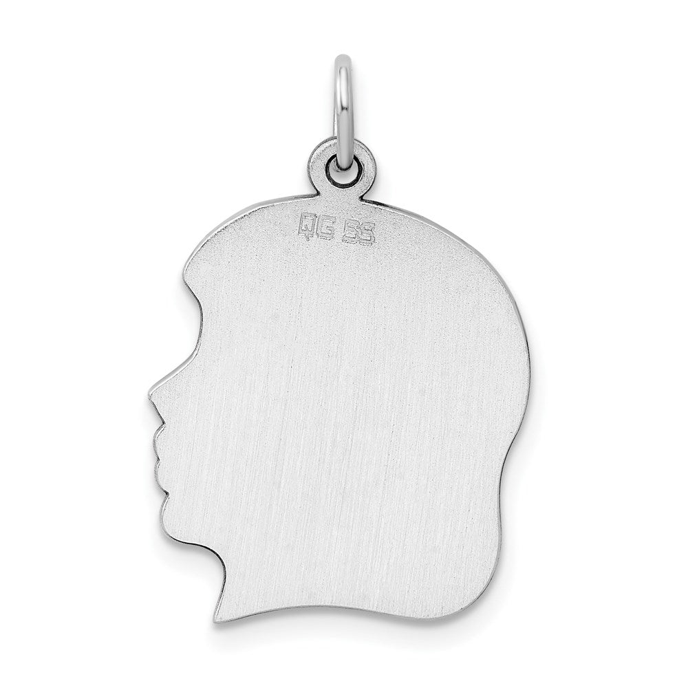 Sterling Silver Rh-plt Engraveable Girl Disc Charm Polish on Front/Back QM365