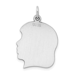 Sterl Silver Rh-plt Engraveable Girl Polished Front/Satin Back Disc Charm QM365