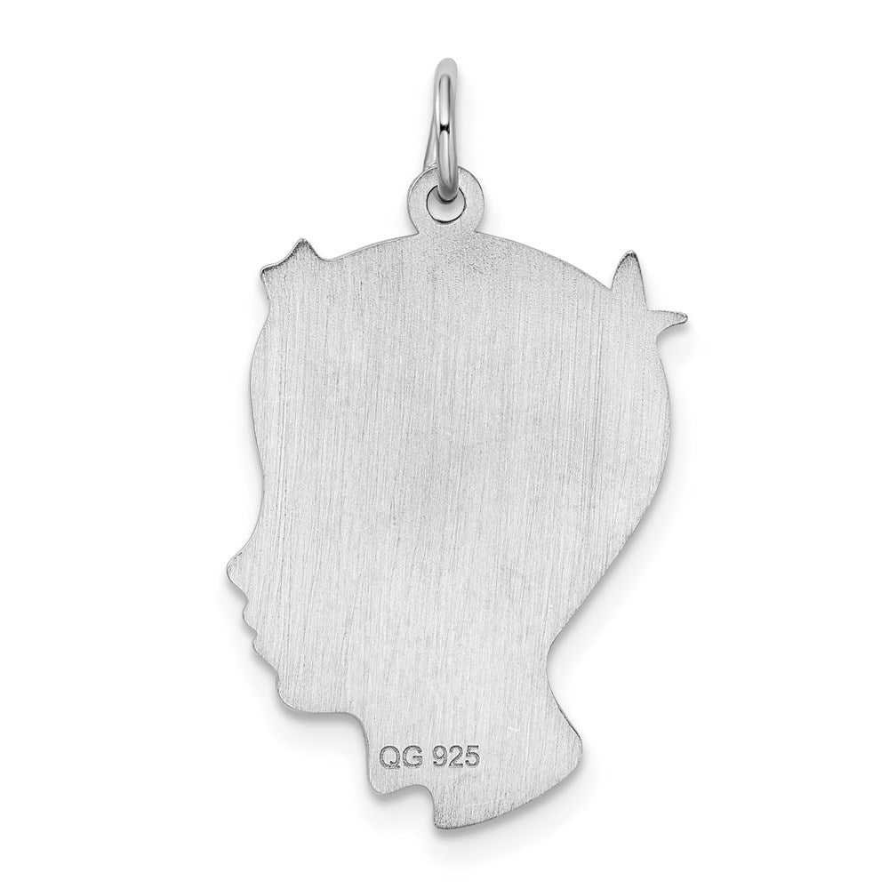 Sterl Silver Rh-plt Engraveable Boy Polished Front/Satin Back Disc Charm QM366