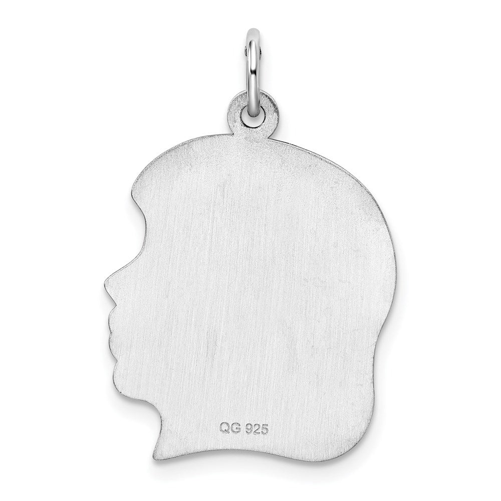 Sterling Silver Rhod-plated ENG. Girl Polished Front/Satin Back Disc Charm QM368