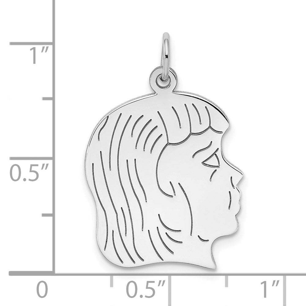 Sterling Silver Rhod-plated ENG. Girl Polished Front/Satin Back Disc Charm QM368