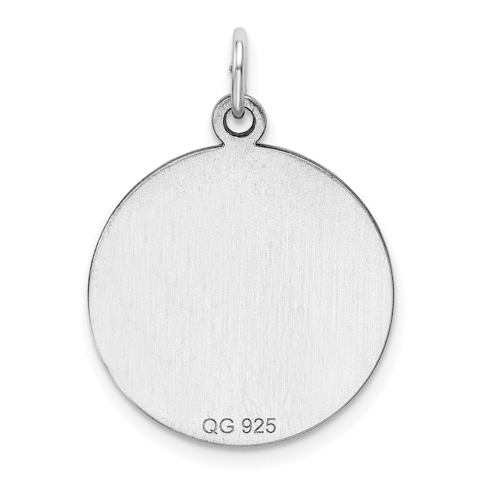 SS Rh-plt Engraveable Round Polished Front/Satin Back Disc Charm QM372