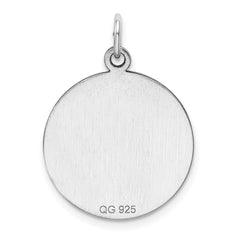 Sterling Silver Rh-plt Engraveable Round Polished Front/Back Disc Charm QM372